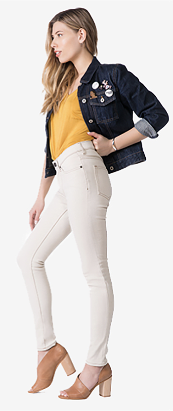 mobile woman jeans